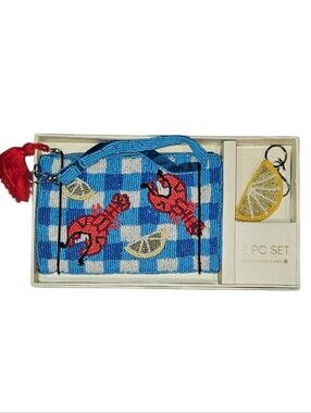 Sol & Mer Lobster Beaded Wristlet & Lemon Keychain NWT | Viral Coastal Summer
